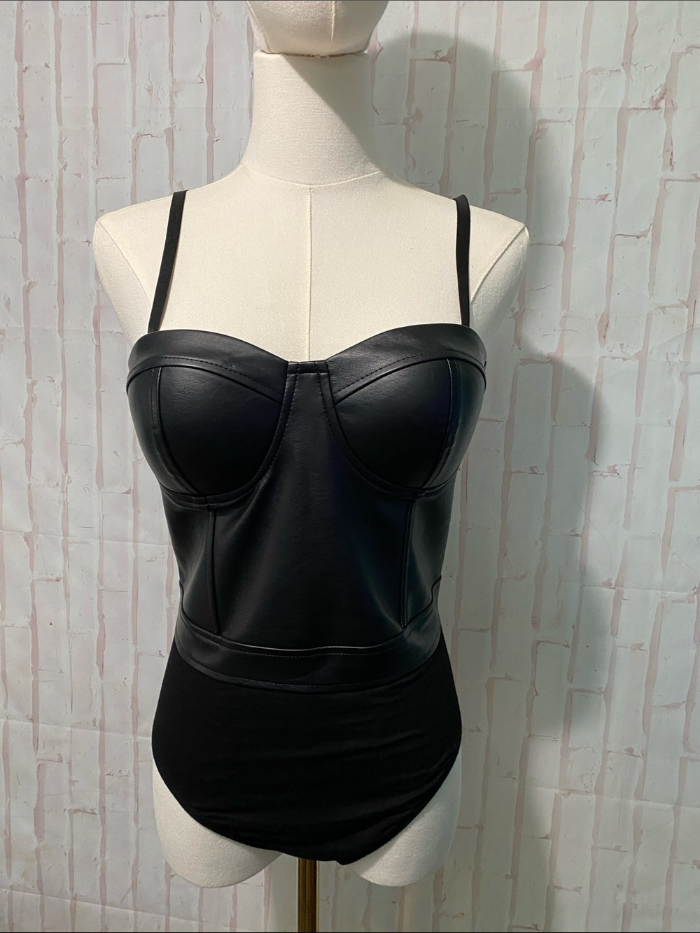 Like an Angel Faux Leather Bustier Top Bodysuit size M